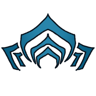 The logo of the game 'Warframe,' which is a highly stylised blue lotus design, drawn with a slight gradient.